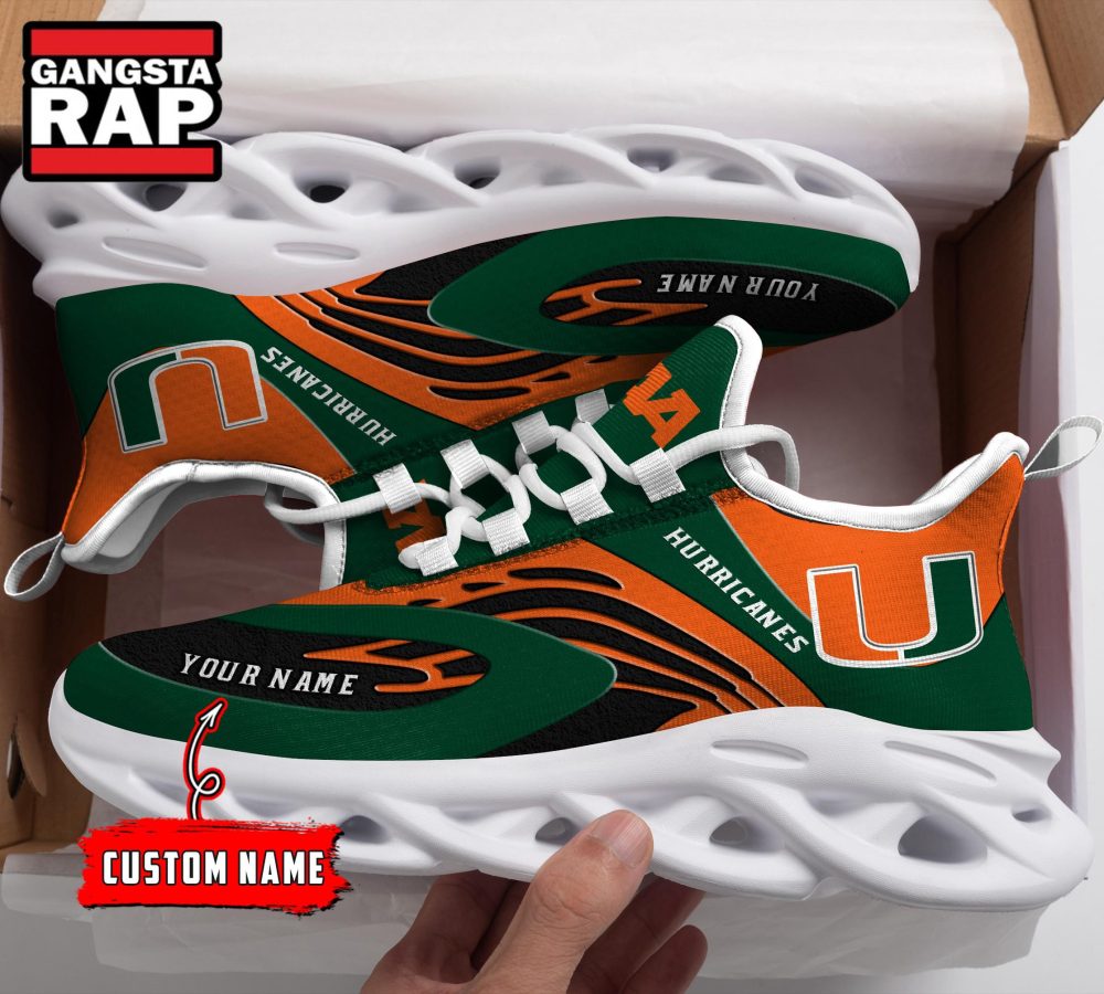 NCAA Miami Hurricanes Sport Logo Team Custom Name Max Soul Shoes NCAA Miami Hurricanes Sport Logo Team Custom Name Max Soul Shoes