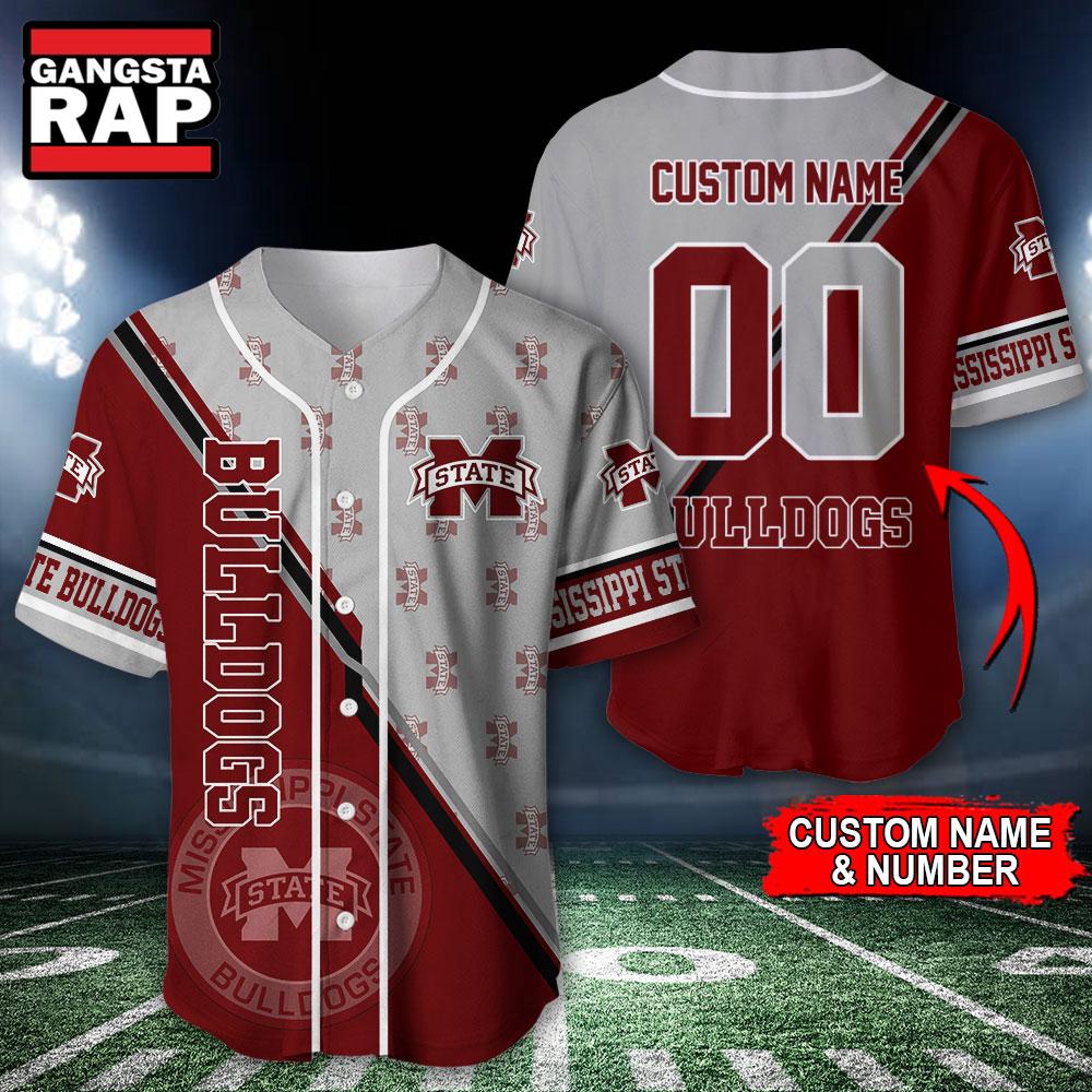 NCAA Mississippi State Bulldogs Logo Team Sport Design Baseball Jersey NCAA Mississippi State Bulldogs Logo Team Sport Design Baseball Jersey