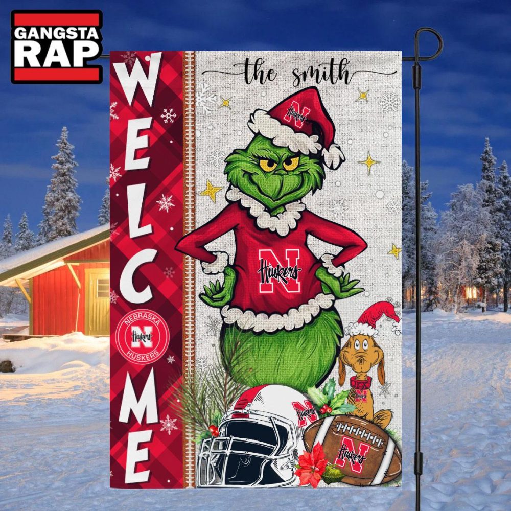 NCAA Nebraska Cornhuskers Football Grinch Christmas Custom Flag NCAA Nebraska Cornhuskers Football Grinch Christmas Custom Flag