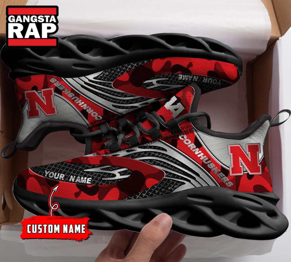 NCAA Nebraska Cornhuskers Sport Logo Team Custom Name Max Soul Shoes