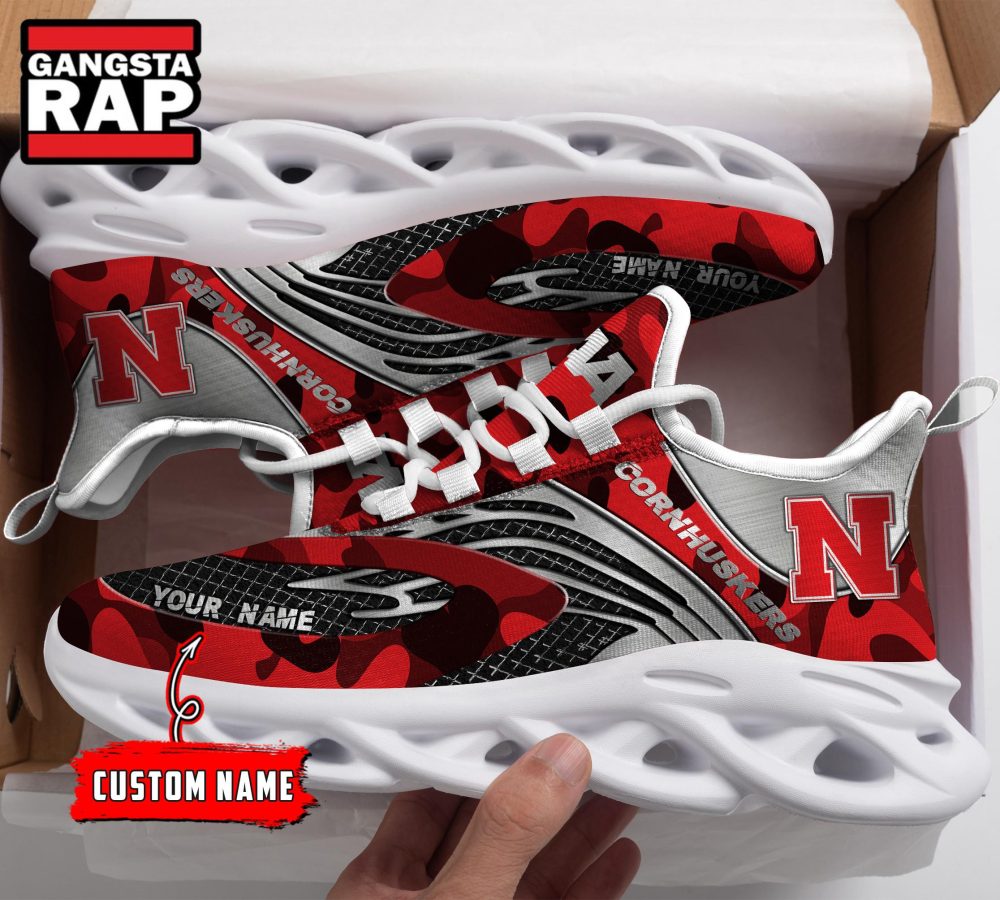 NCAA Nebraska Cornhuskers Sport Logo Team Custom Name Max Soul Shoes