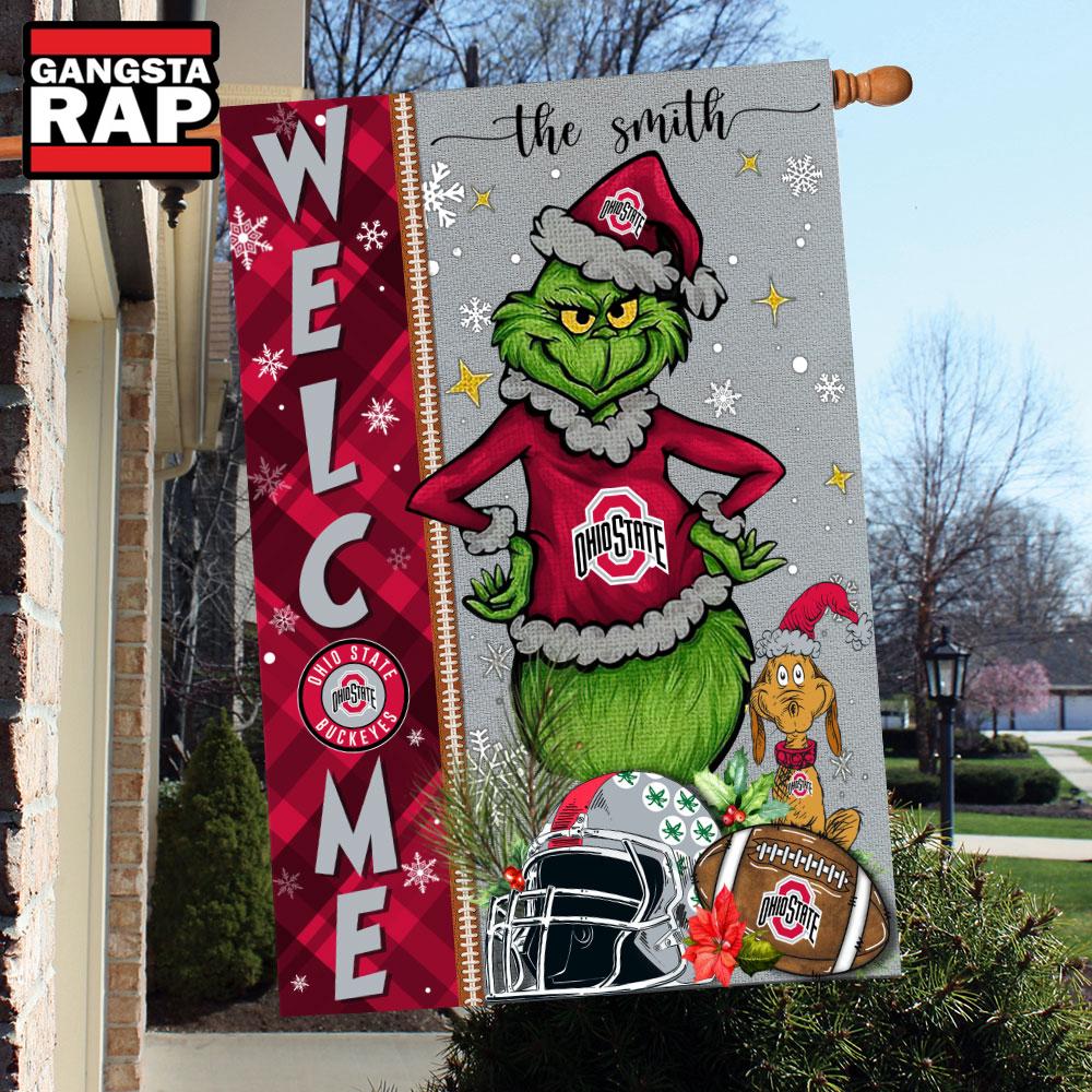 NCAA Ohio State Buckeyes Football Grinch Christmas Custom Flag NCAA Ohio State Buckeyes Football Grinch Christmas Custom Flag