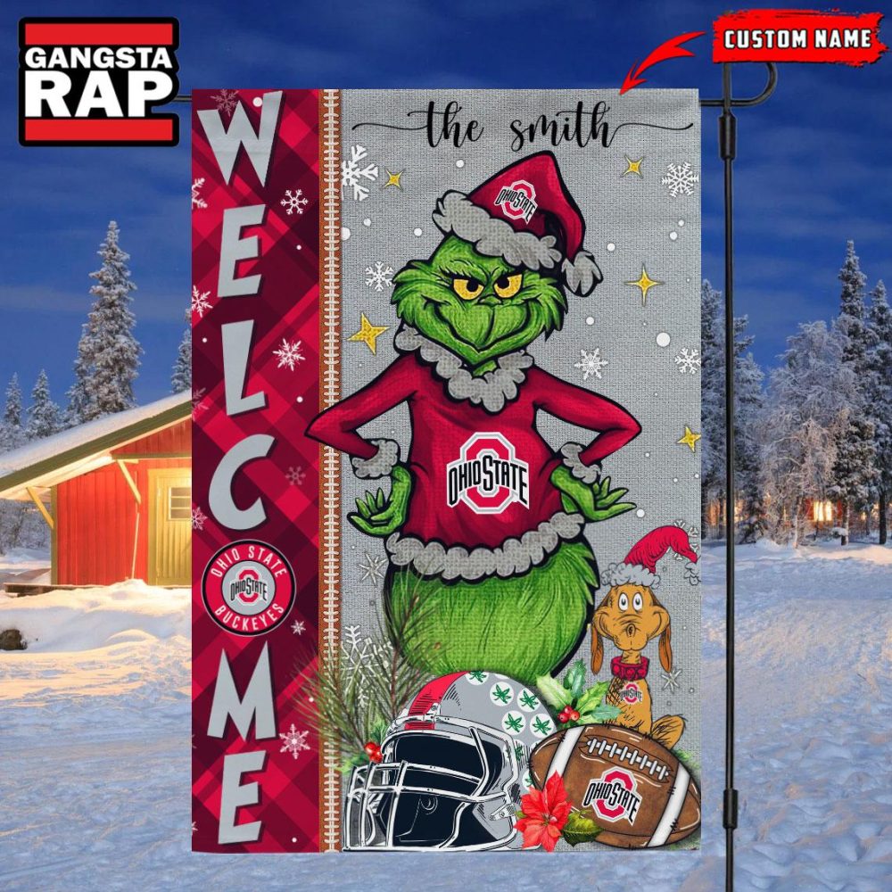NCAA Ohio State Buckeyes Football Grinch Christmas Custom Flag NCAA Ohio State Buckeyes Football Grinch Christmas Custom Flag