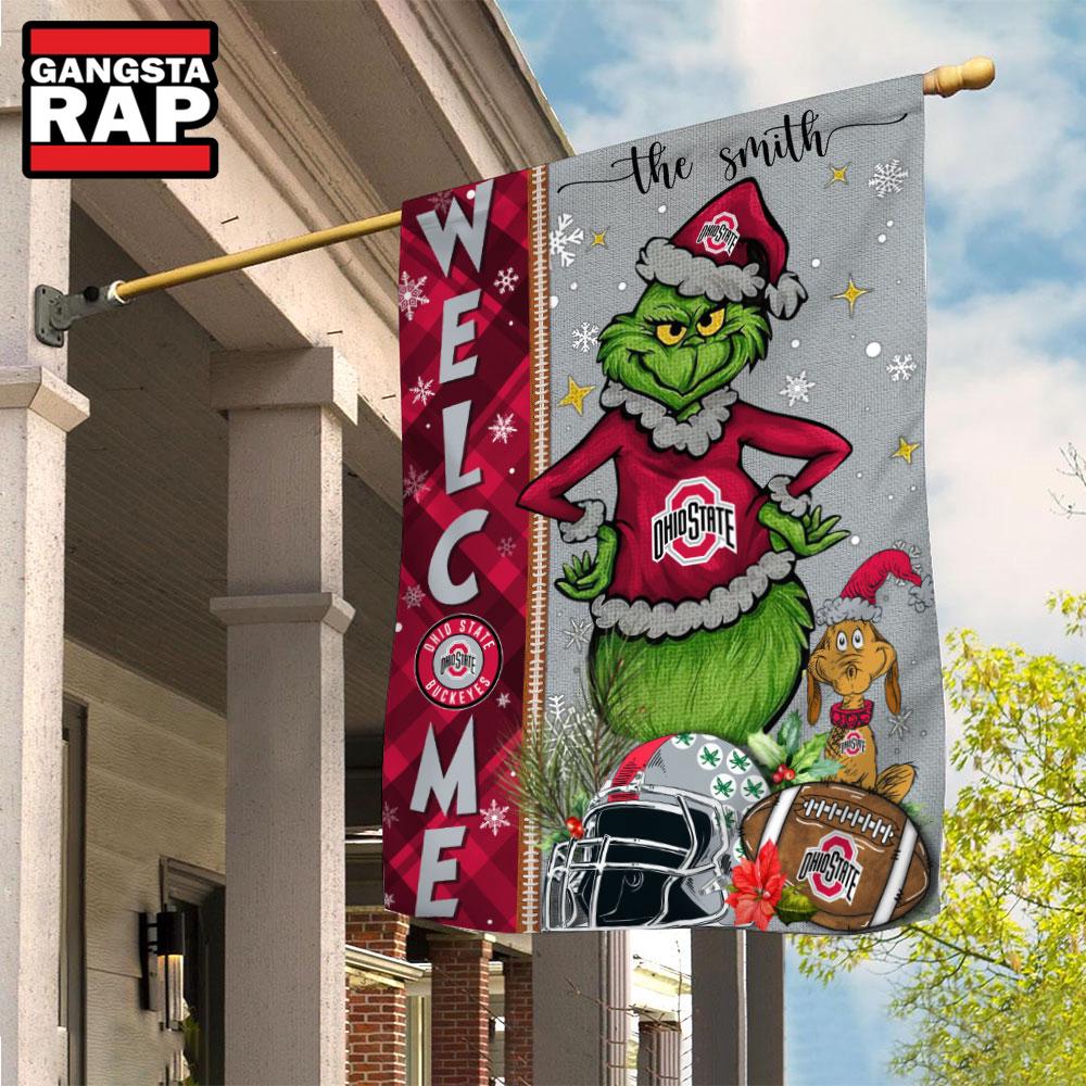 NCAA Ohio State Buckeyes Football Grinch Christmas Custom Flag NCAA Ohio State Buckeyes Football Grinch Christmas Custom Flag