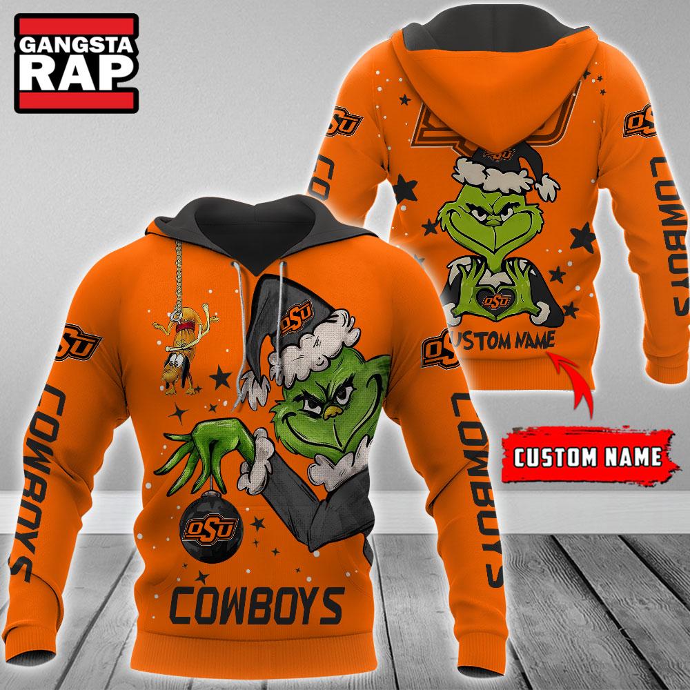 NCAA Oklahoma State Cowboys Football Team The Grinch Christmas Hoodie NCAA Oklahoma State Cowboys Football Team The Grinch Christmas Hoodie
