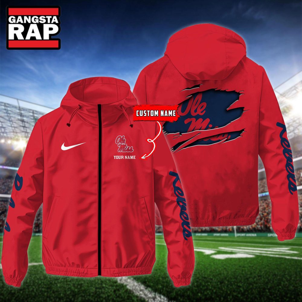NCAA Ole Miss Rebels Special Logo Team Custom Name Windbreaker Jacket NCAA Ole Miss Rebels Special Logo Team Custom Name Windbreaker Jacket