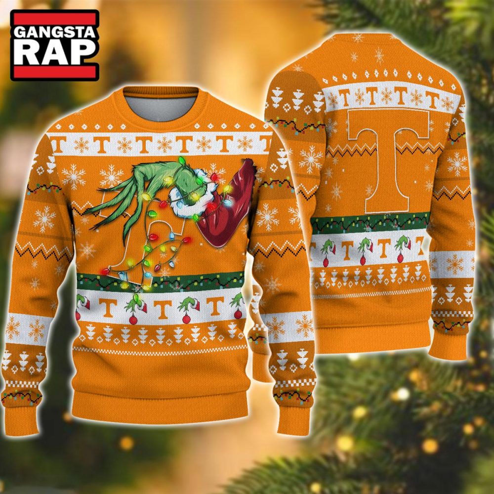 NCAA Tennessee Volunteers Grinch Hand Ugly Christmas Sweater NCAA Tennessee Volunteers Grinch Hand Ugly Christmas Sweater
