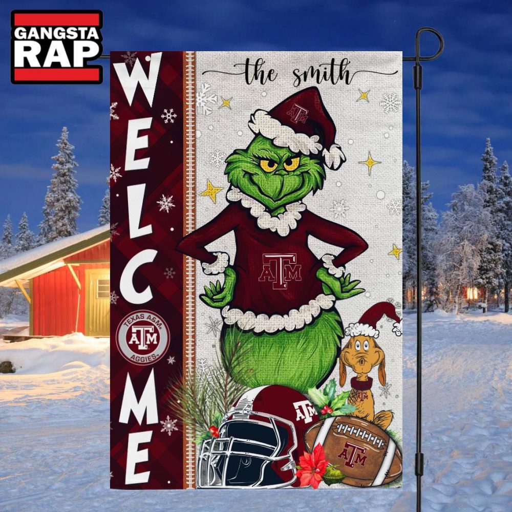 NCAA Texas A&M Aggies Football Grinch Christmas Custom Flag NCAA Texas A&M Aggies Football Grinch Christmas Custom Flag