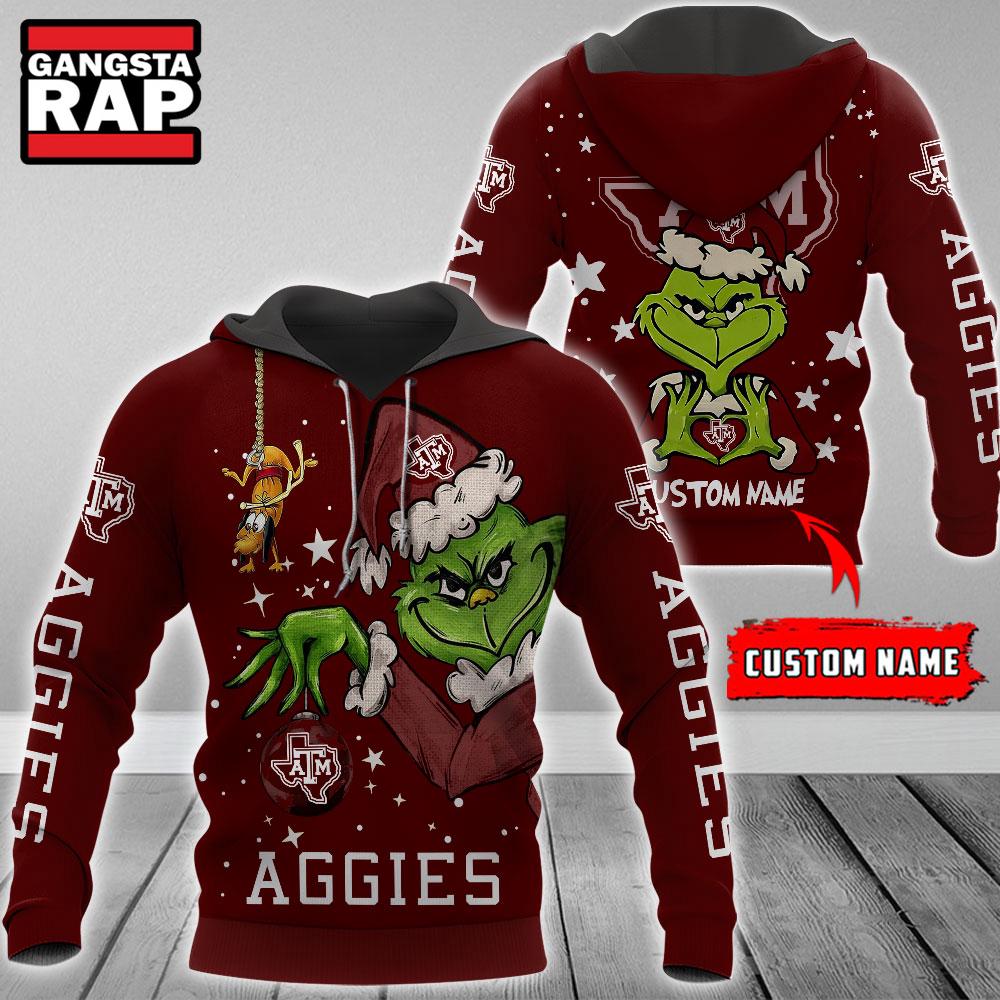 NCAA Texas AM Aggies Football Team The Grinch Christmas Hoodie NCAA Texas AM Aggies Football Team The Grinch Christmas Hoodie