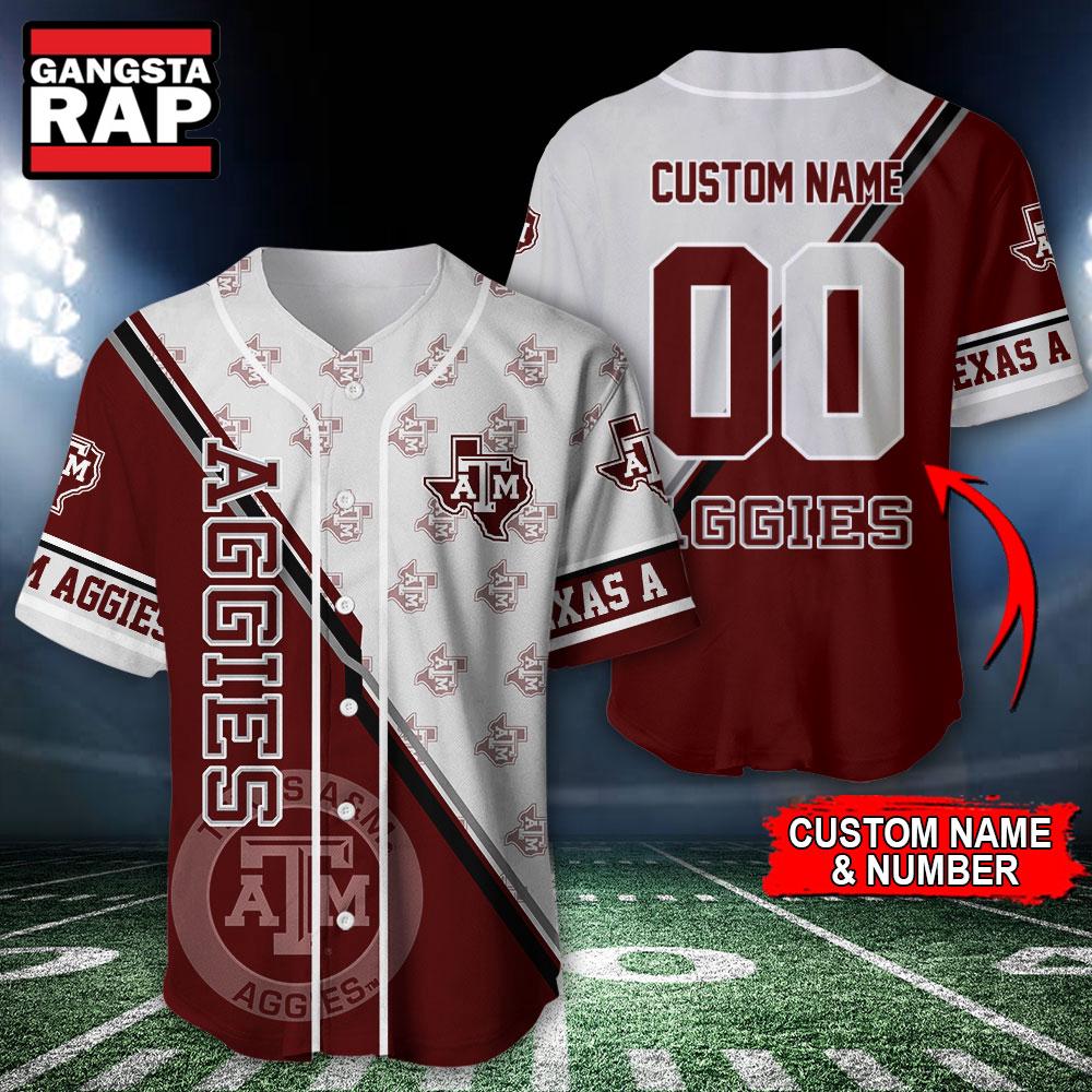 NCAA Texas AM Aggies Logo Team Sport Design Baseball Jersey NCAA Texas AM Aggies Logo Team Sport Design Baseball Jersey