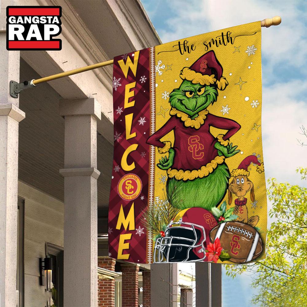NCAA USC Trojans Football Grinch Christmas Custom Flag NCAA USC Trojans Football Grinch Christmas Custom Flag