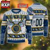NCAA West Virginia Mountaineers Design Logo Team Reindeer Light Ugly Christmas Sweater