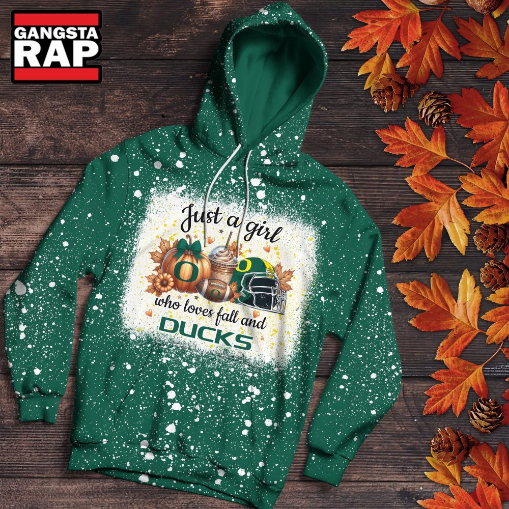Oregon Ducks Football Just A Girl Who Loves Fall Christmas Hoodie Oregon Ducks Football Just A Girl Who Loves Fall Christmas Hoodie