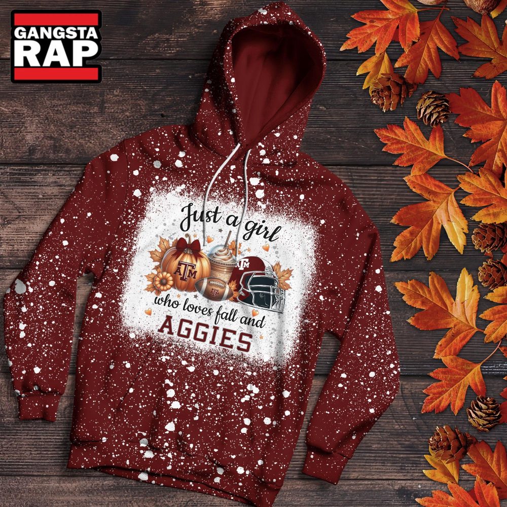 Texas AM Aggies Football Just A Girl Who Loves Fall Christmas Hoodie Texas AM Aggies Football Just A Girl Who Loves Fall Christmas Hoodie