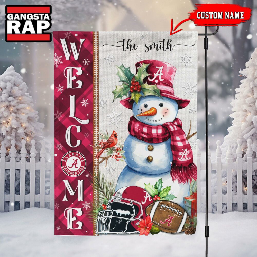 NCAA Alabama Crimson Tide Snownan Football Team Christmas Flag, Sport Christmas Flag