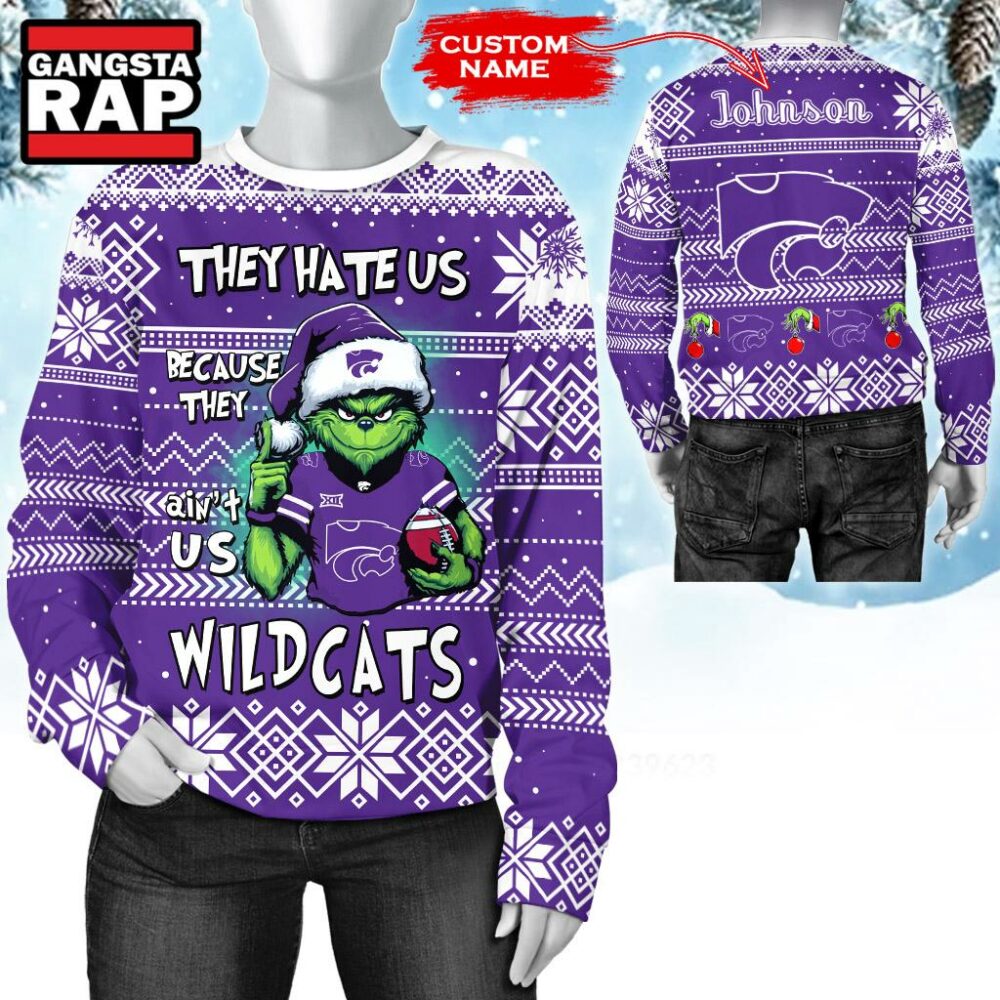 NCAA Kansas State Wildcats They Hate US Special Grinch Snow Christmas Sweatshirt