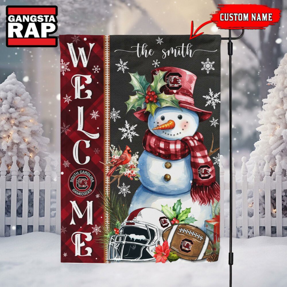 NCAA South Carolina Gamecocks Snownan Football Team Christmas Flag, Sport Christmas Flag NCAA South Carolina Gamecocks Snownan Football Team Christmas Flag, Sport Christmas Flag