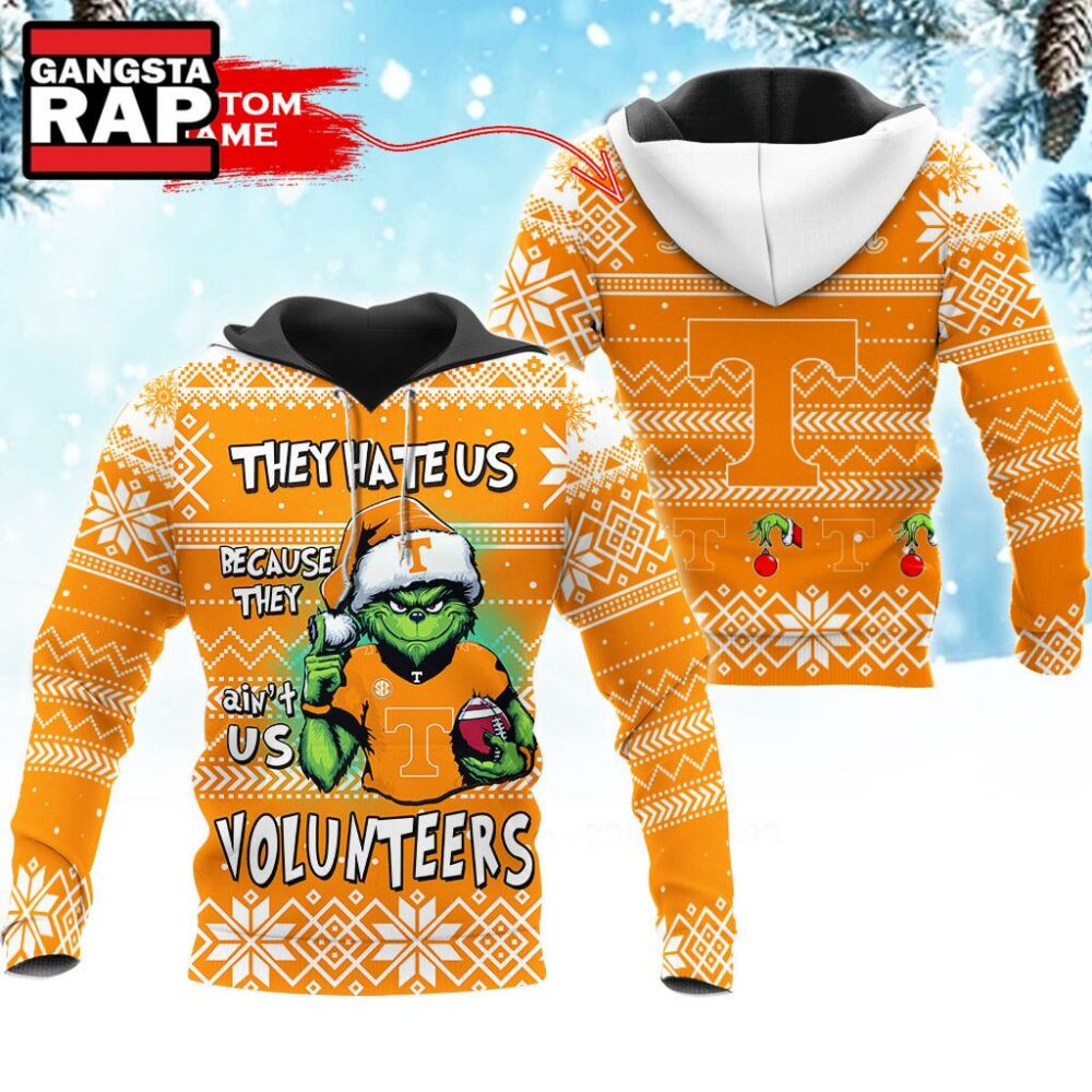 NCAA Tennessee Volunteers They Hate US Special Grinch Snow Christmas Hoodie NCAA Tennessee Volunteers They Hate US Special Grinch Snow Christmas Hoodie