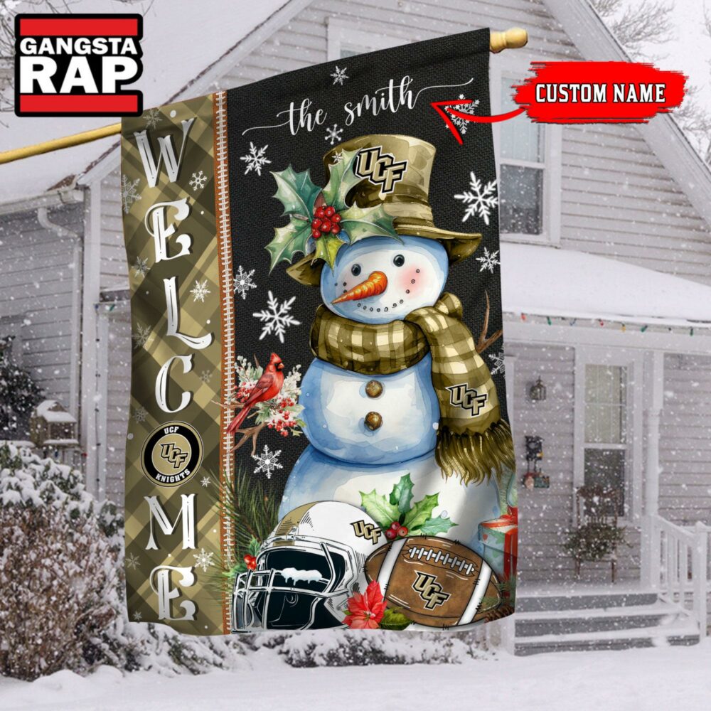 NCAA UCF Knights Snownan Football Team Christmas Flag, Sport Christmas Flag NCAA UCF Knights Snownan Football Team Christmas Flag, Sport Christmas Flag