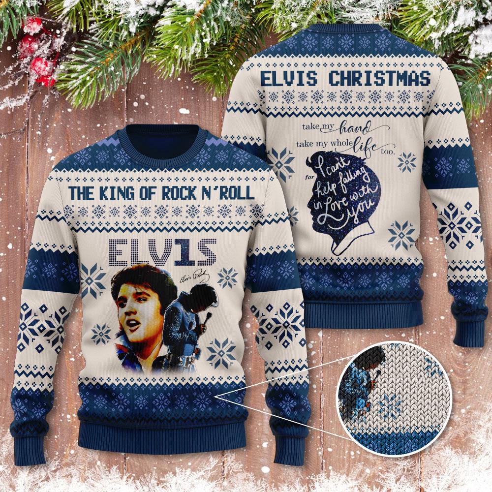 A Rock Roll Christmas With Elvis Presley 3D Ugly Sweater - Xmas Sweaters A Rock Roll Christmas With Elvis Presley 3D Ugly Sweater - Xmas Sweaters