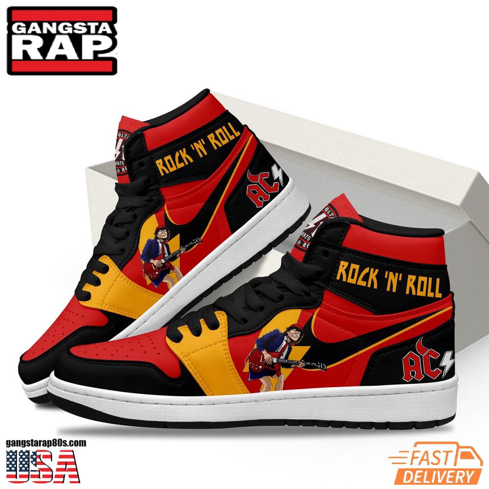 ACDC Band Music Fans Airr Jordan 1 High Top Black Red Sneakers Shoes ACDC Band Music Fans Airr Jordan 1 High Top Black Red Sneakers Shoes