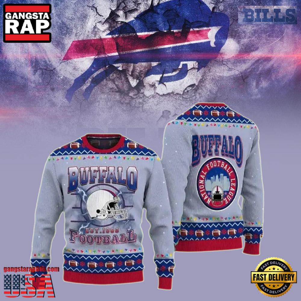 Buffalo Bills Get Festive With The 1960 Football Fans Ugly Christmas Sweater Buffalo Bills Get Festive With The 1960 Football Fans Ugly Christmas Sweater