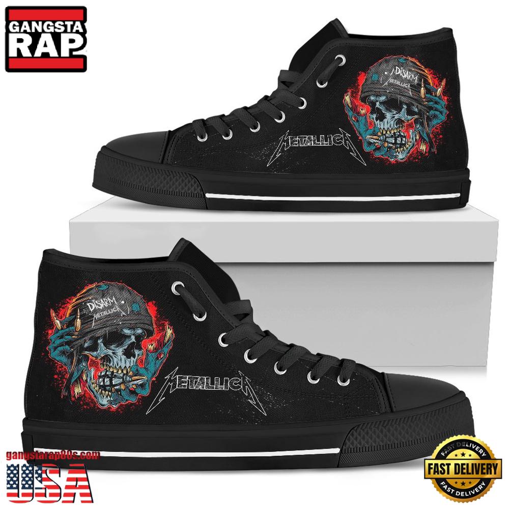 Metallica Band Disarm Black Color High Top Canvas Sneakers Shoes Metallica Band Disarm Black Color High Top Canvas Sneakers Shoes