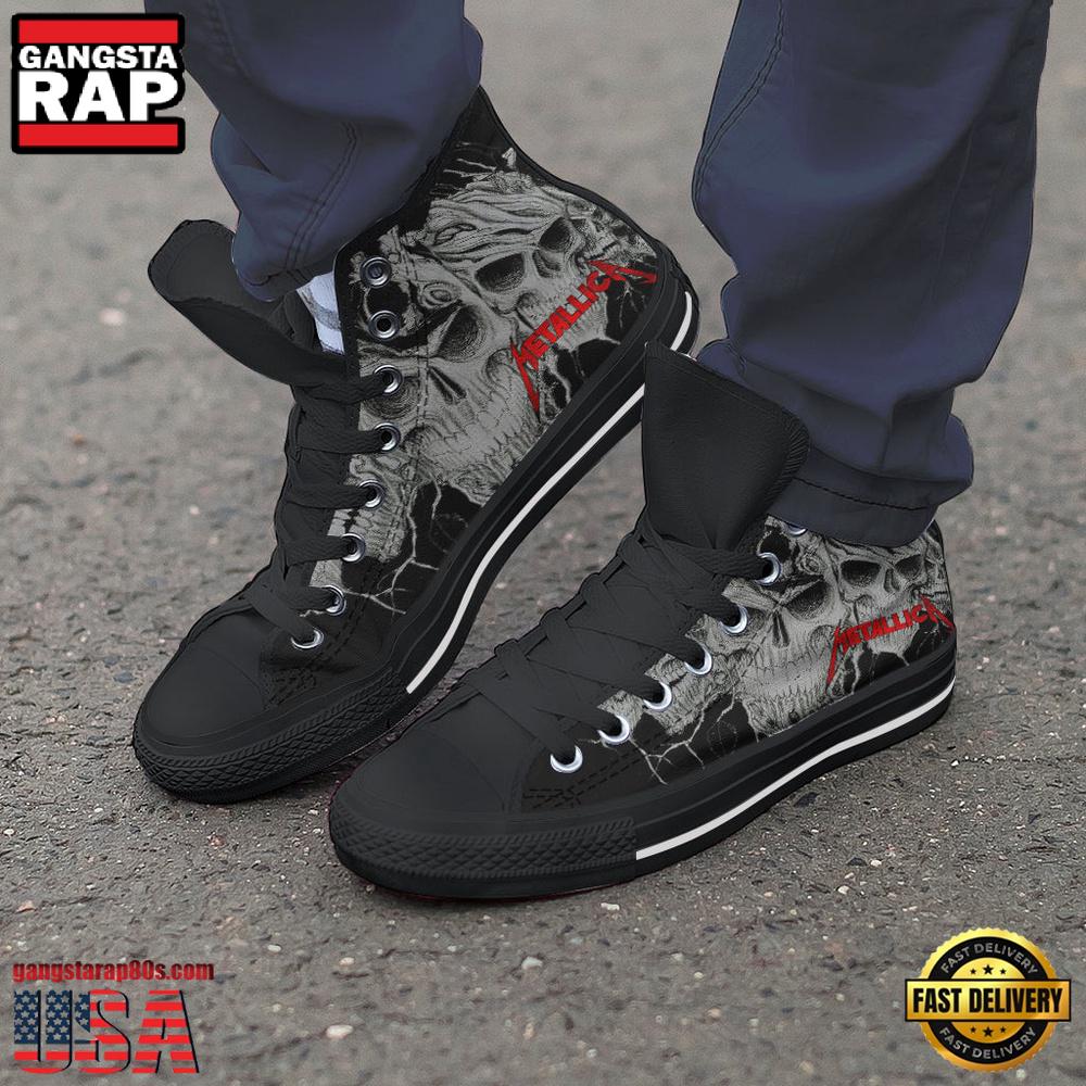 Metallica Band Skull Print High Top Canvas Sneakers Shoes Metallica Band Skull Print High Top Canvas Sneakers Shoes