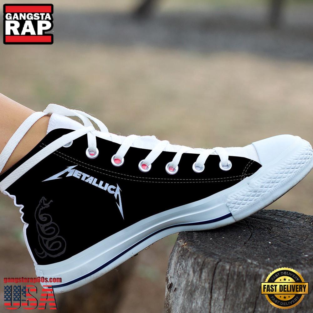 Metallica Black White Classic High Top Canvas Sneakers Shoes Metallica Black White Classic High Top Canvas Sneakers Shoes