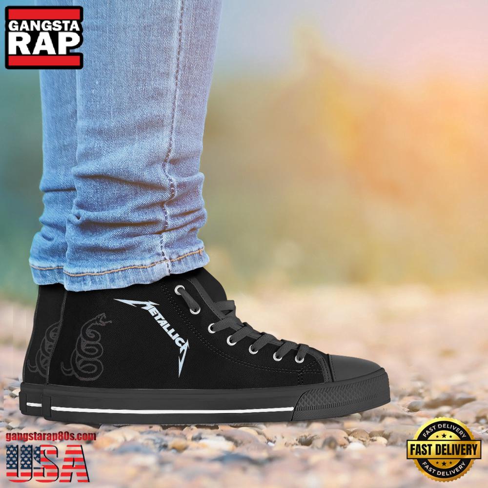 Metallica Black White Classic High Top Canvas Sneakers Shoes Metallica Black White Classic High Top Canvas Sneakers Shoes