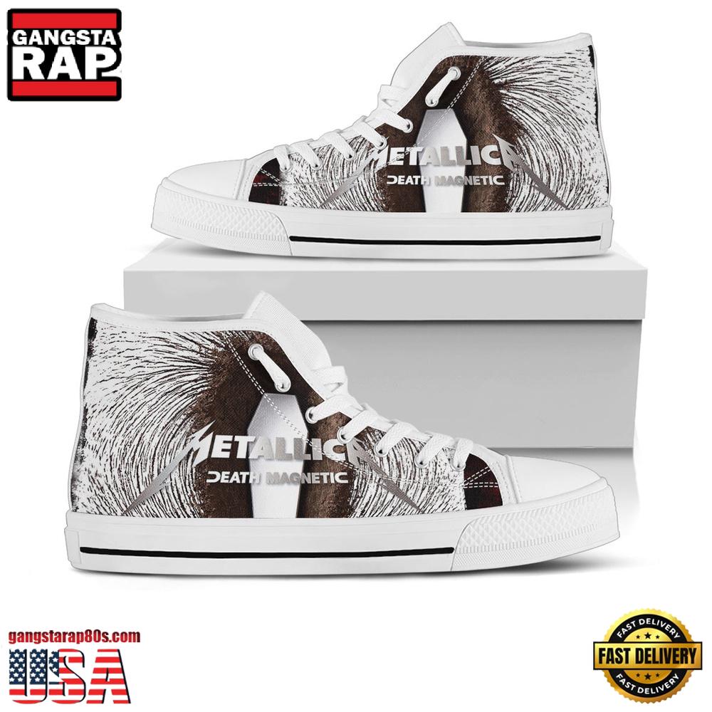 Metallica Death Magnetic Black White Color High Top Canvas Sneakers Shoes Metallica Death Magnetic Black White Color High Top Canvas Sneakers Shoes