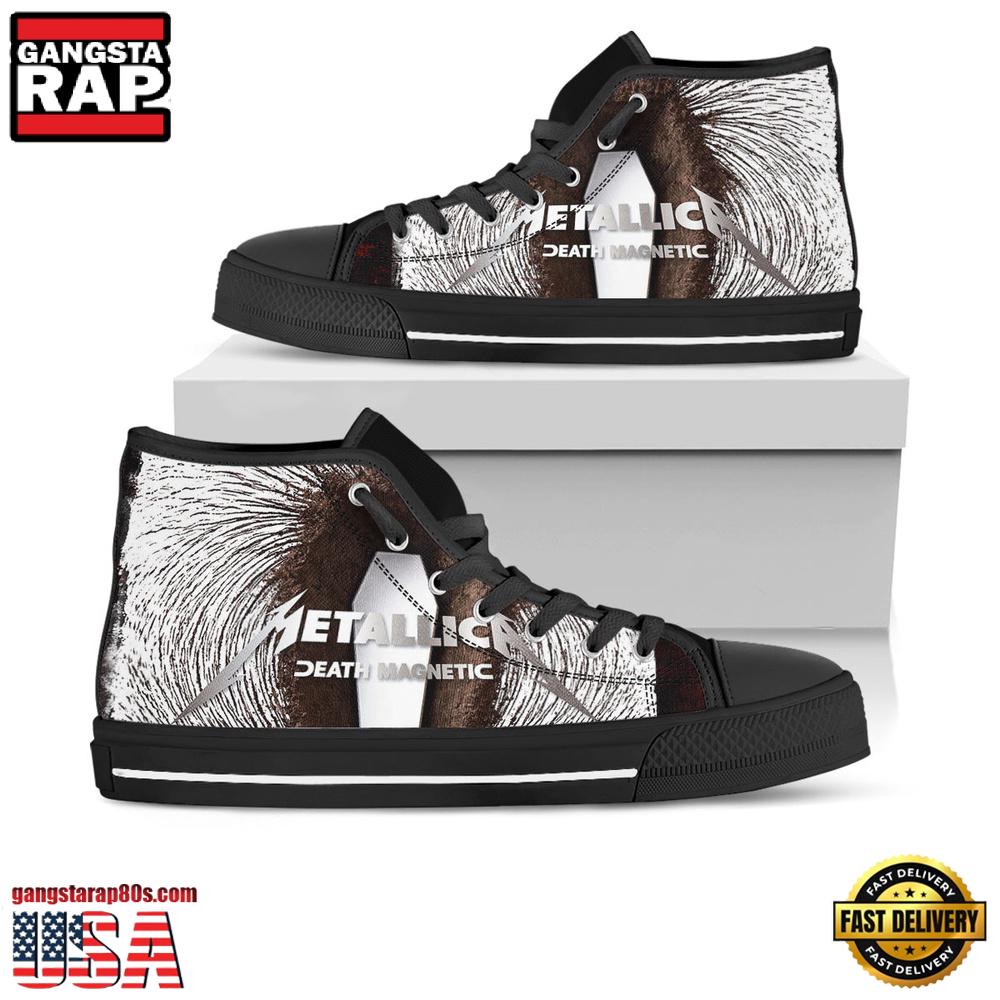 Metallica Death Magnetic Black White Color High Top Canvas Sneakers Shoes Metallica Death Magnetic Black White Color High Top Canvas Sneakers Shoes