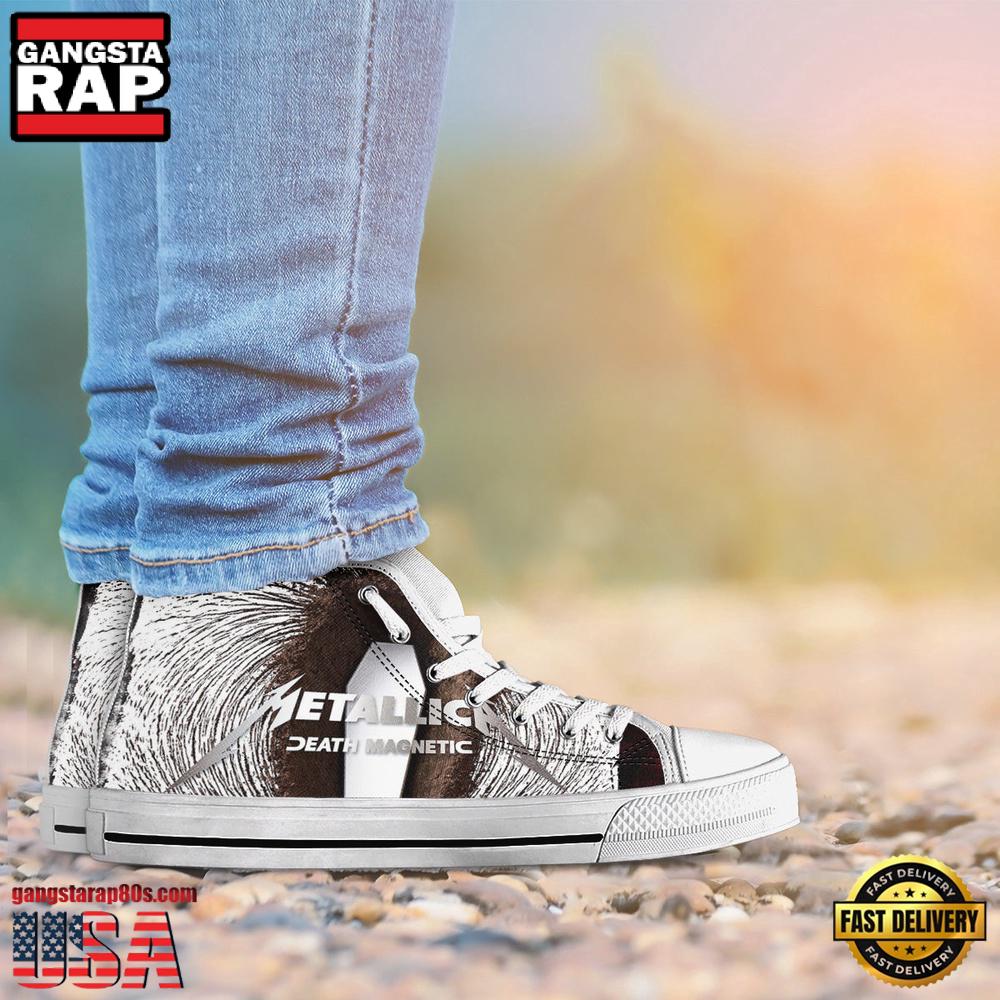 Metallica Death Magnetic Black White Color High Top Canvas Sneakers Shoes Metallica Death Magnetic Black White Color High Top Canvas Sneakers Shoes