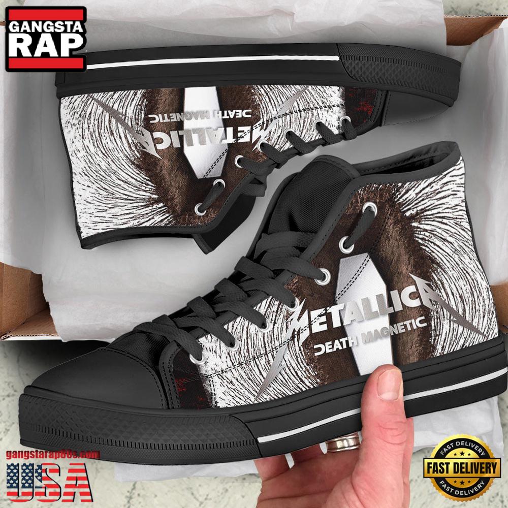 Metallica Death Magnetic Black White Color High Top Canvas Sneakers Shoes Metallica Death Magnetic Black White Color High Top Canvas Sneakers Shoes