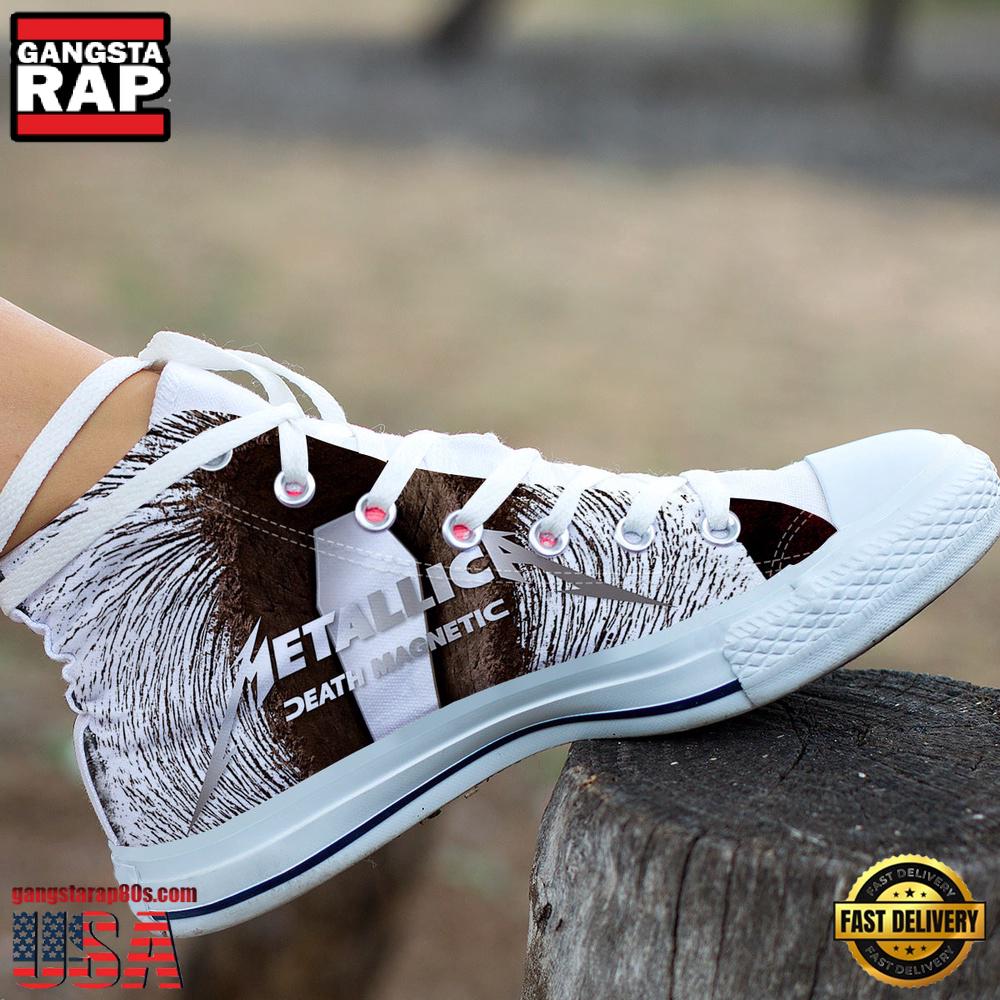 Metallica Death Magnetic Black White Color High Top Canvas Sneakers Shoes Metallica Death Magnetic Black White Color High Top Canvas Sneakers Shoes