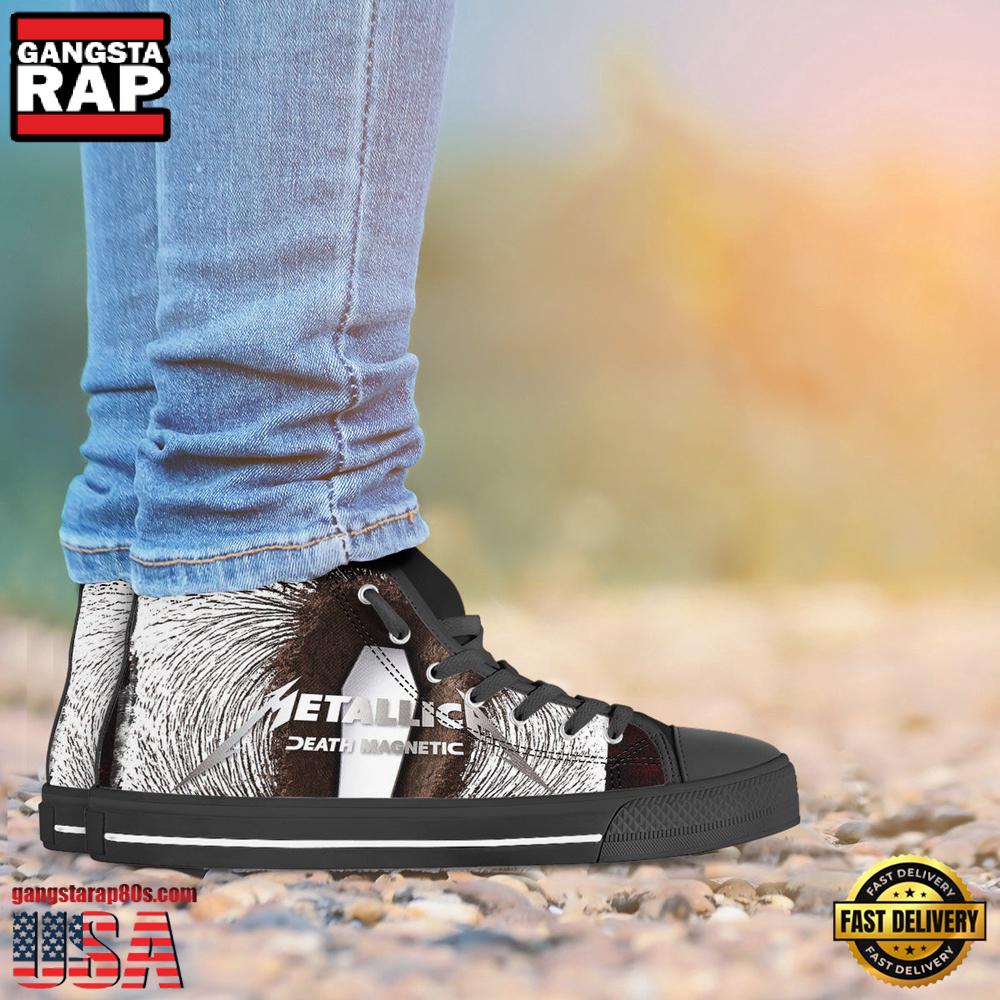 Metallica Death Magnetic Black White Color High Top Canvas Sneakers Shoes Metallica Death Magnetic Black White Color High Top Canvas Sneakers Shoes