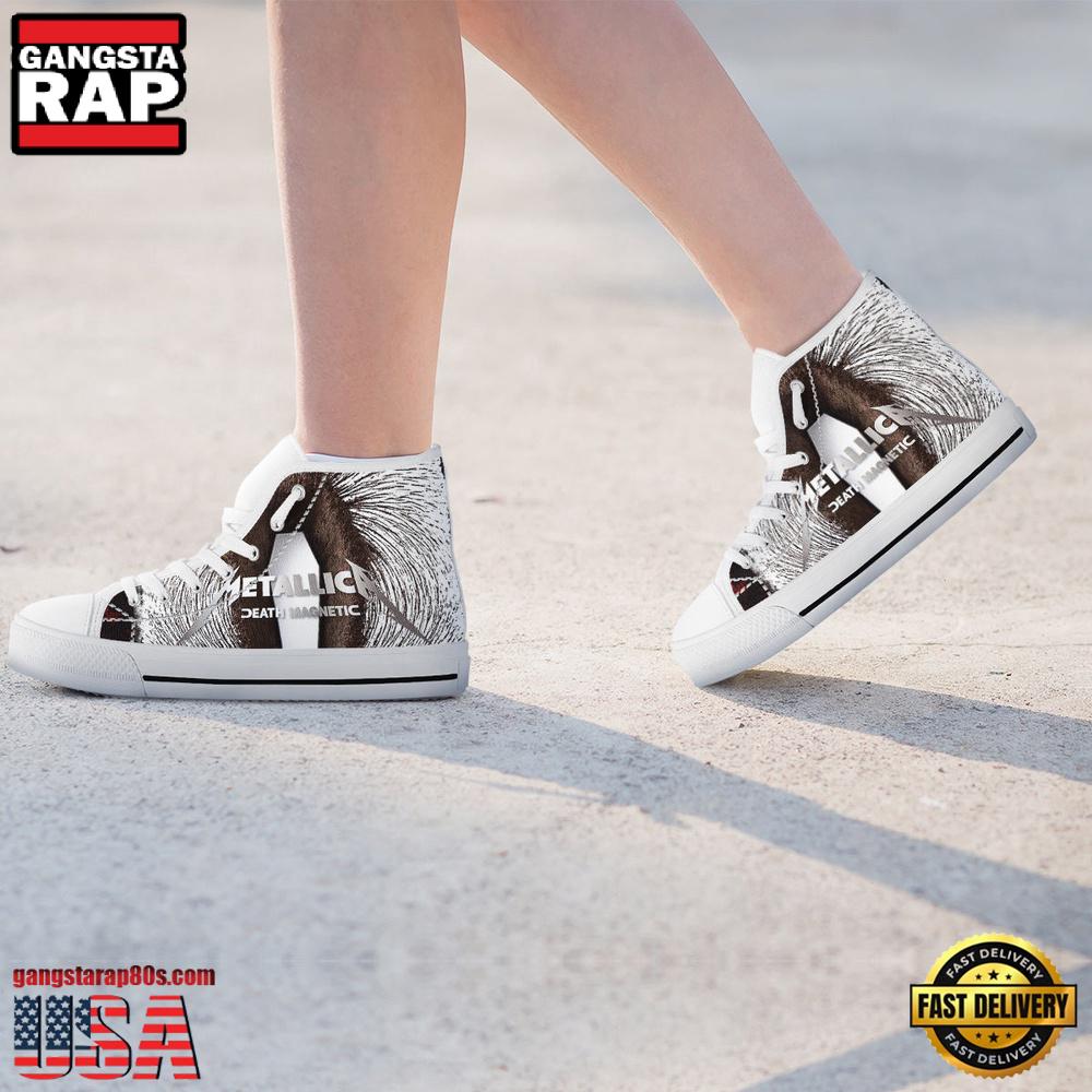 Metallica Death Magnetic Black White Color High Top Canvas Sneakers Shoes Metallica Death Magnetic Black White Color High Top Canvas Sneakers Shoes