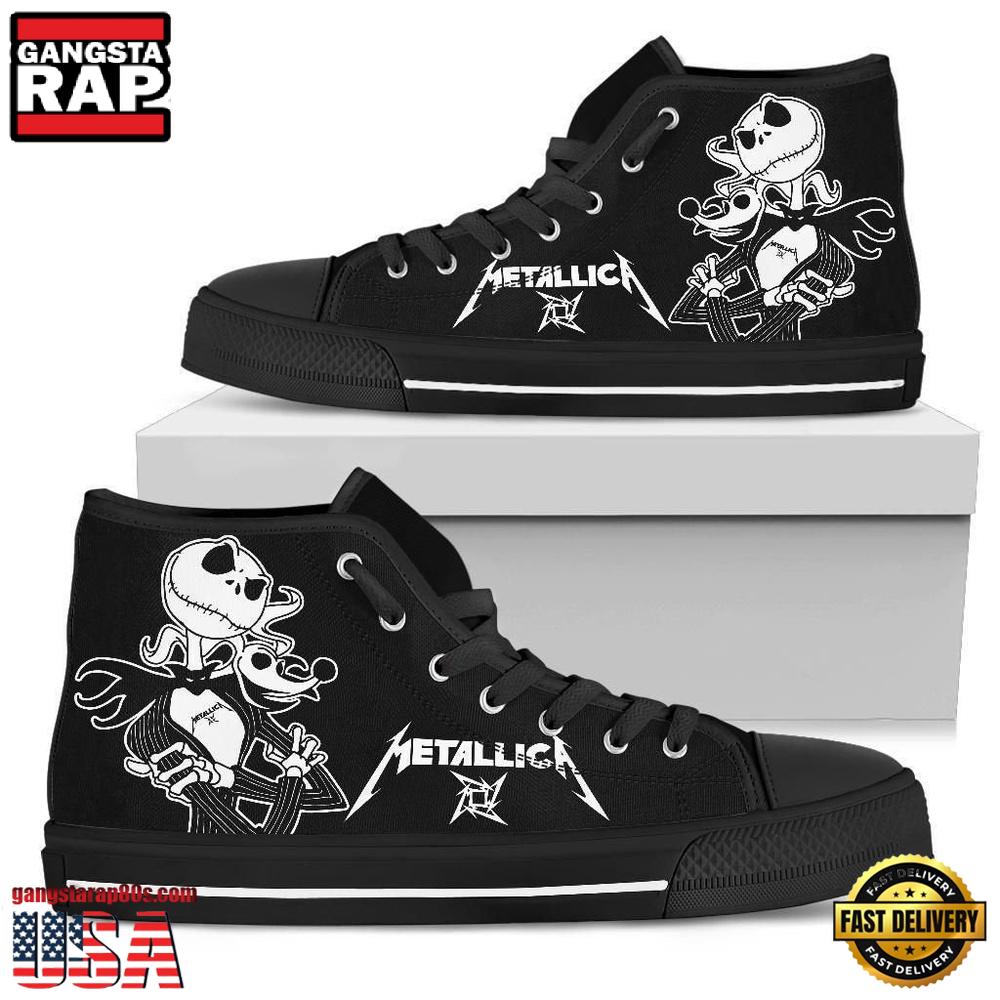 Metallica Fans Lover Black Color High Top Canvas Sneakers Shoes Metallica Fans Lover Black Color High Top Canvas Sneakers Shoes