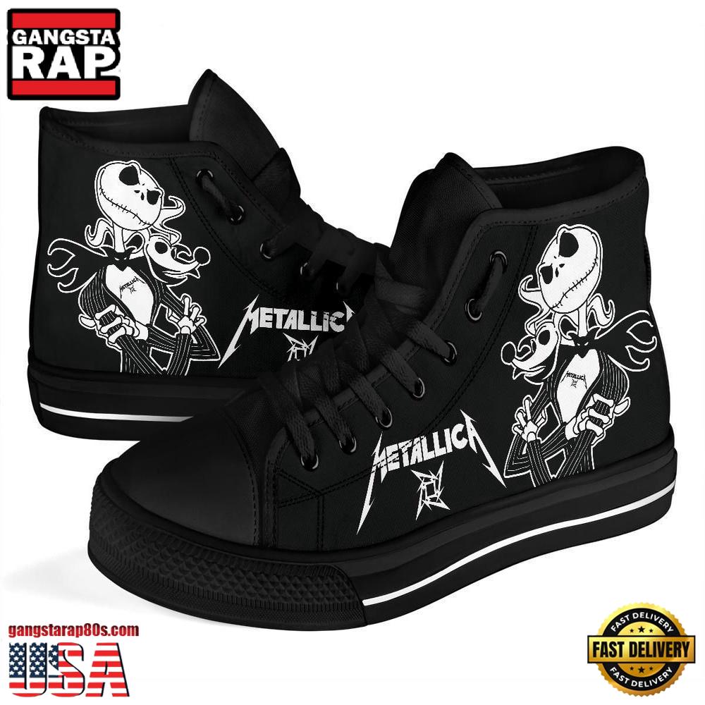 Metallica Fans Lover Black Color High Top Canvas Sneakers Shoes Metallica Fans Lover Black Color High Top Canvas Sneakers Shoes