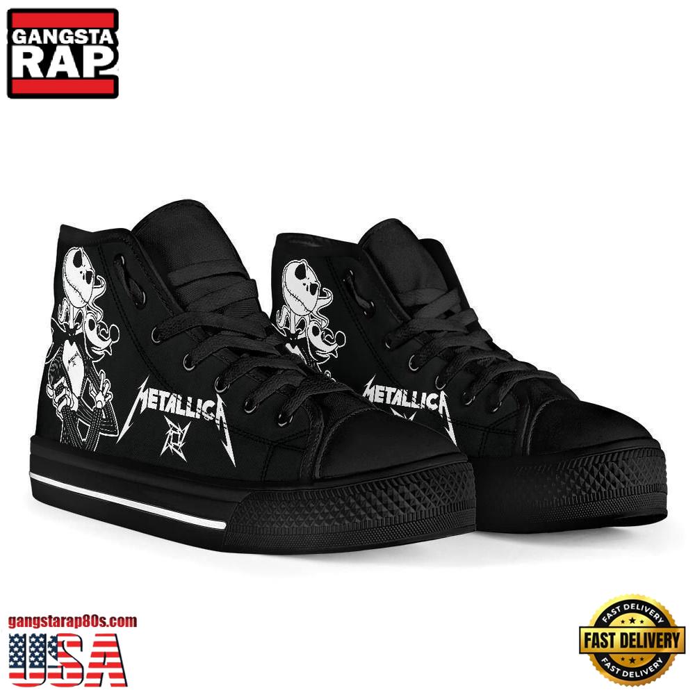 Metallica Fans Lover Black Color High Top Canvas Sneakers Shoes Metallica Fans Lover Black Color High Top Canvas Sneakers Shoes