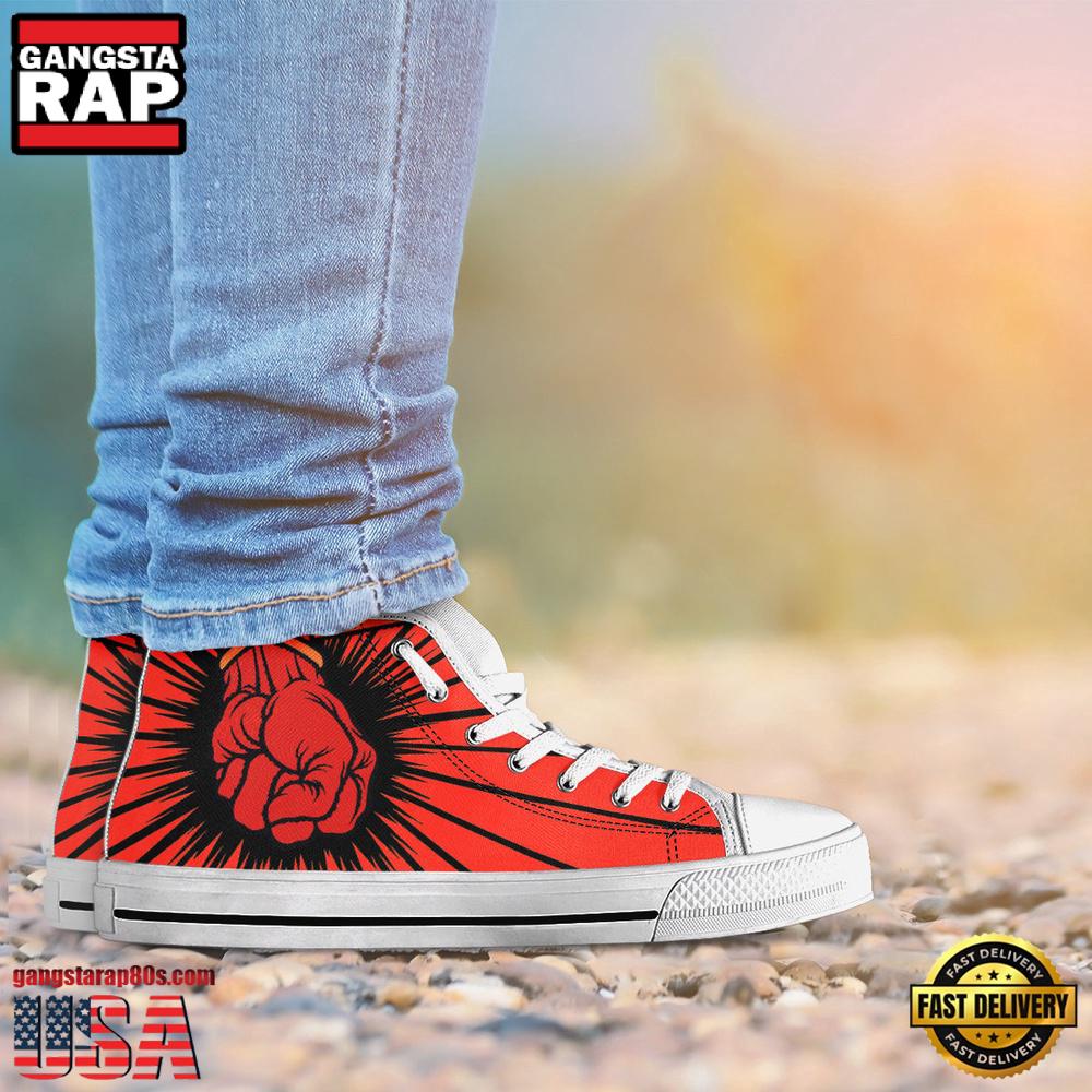 Metallica Fist Black White Color High Top Canvas Sneakers Shoes Metallica Fist Black White Color High Top Canvas Sneakers Shoes