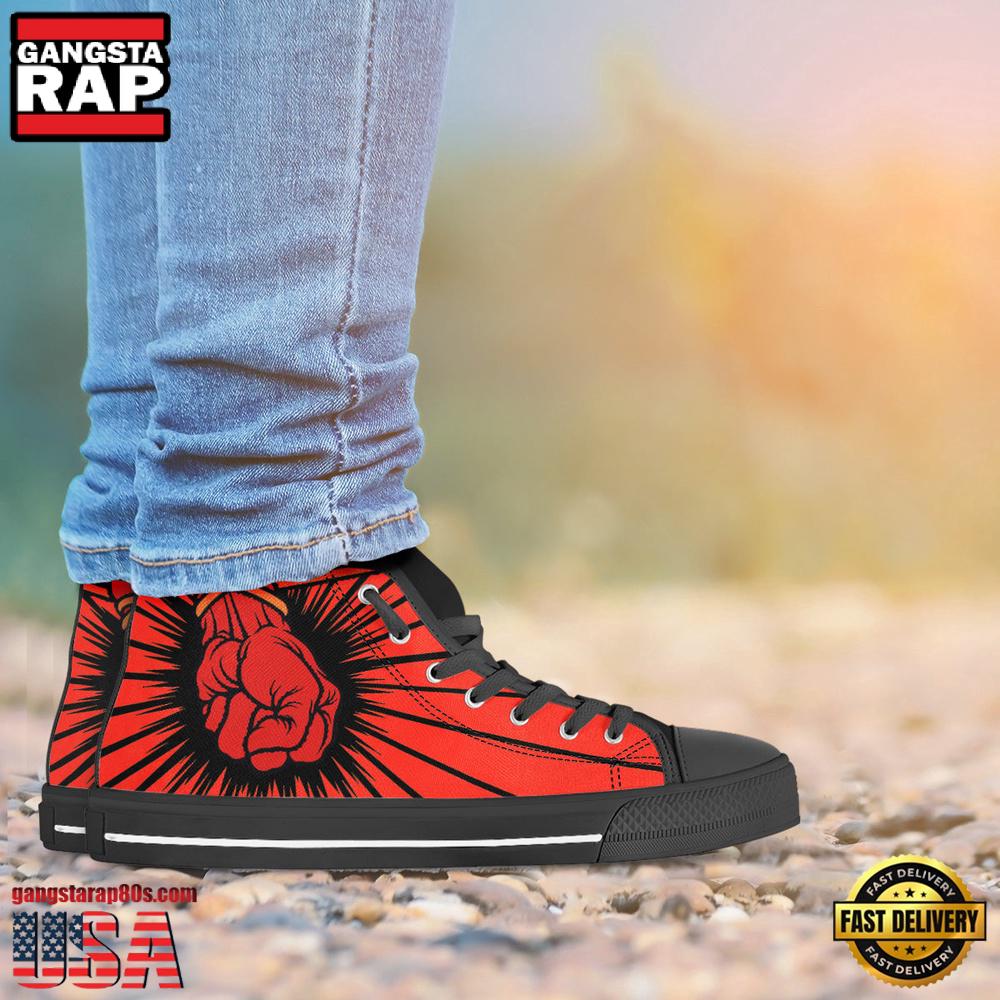 Metallica Fist Black White Color High Top Canvas Sneakers Shoes Metallica Fist Black White Color High Top Canvas Sneakers Shoes