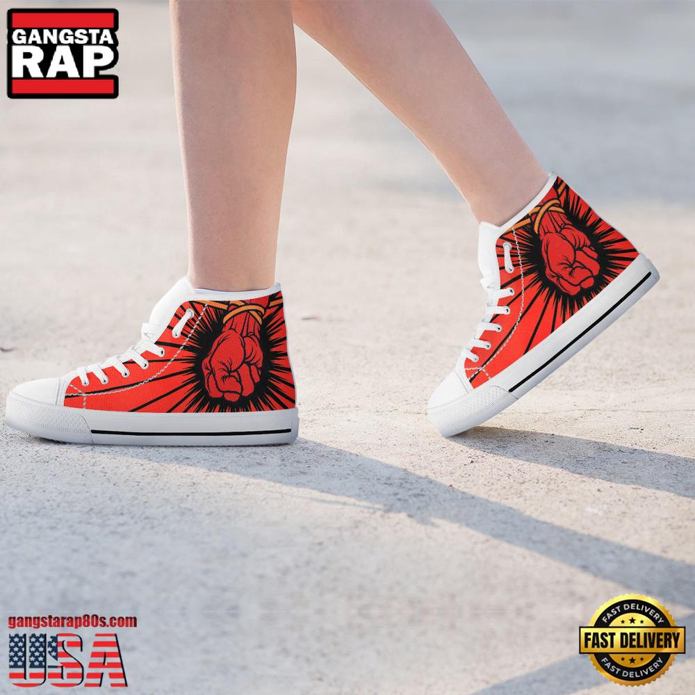 Metallica Fist Black White Color High Top Canvas Sneakers Shoes Metallica Fist Black White Color High Top Canvas Sneakers Shoes