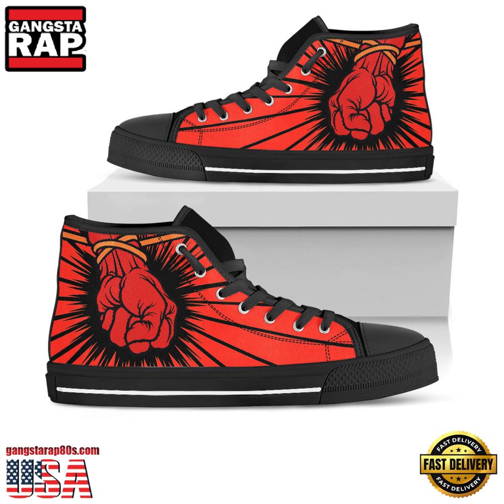 Metallica Fist Black White Color High Top Canvas Sneakers Shoes Metallica Fist Black White Color High Top Canvas Sneakers Shoes