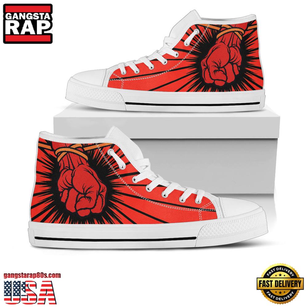 Metallica Fist Black White Color High Top Canvas Sneakers Shoes Metallica Fist Black White Color High Top Canvas Sneakers Shoes