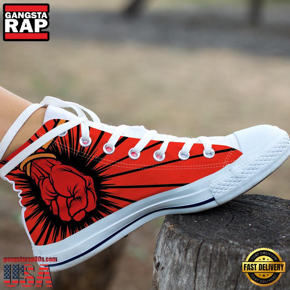 Metallica Fist Black White Color High Top Canvas Sneakers Shoes Metallica Fist Black White Color High Top Canvas Sneakers Shoes