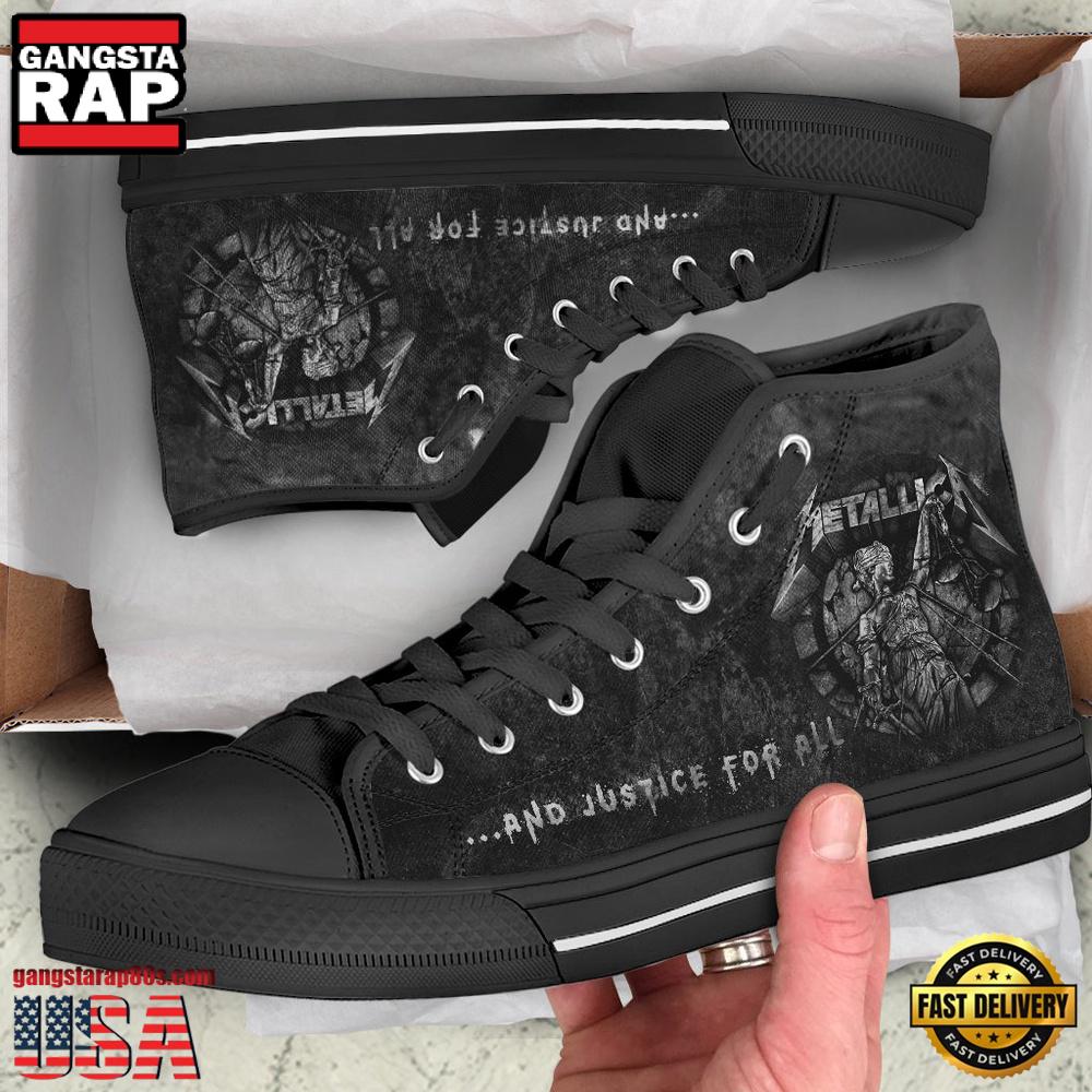 Metallica Music Band And Justice For All Black Color High Top Canvas Sneakers Shoes Metallica Music Band And Justice For All Black Color High Top Canvas Sneakers Shoes
