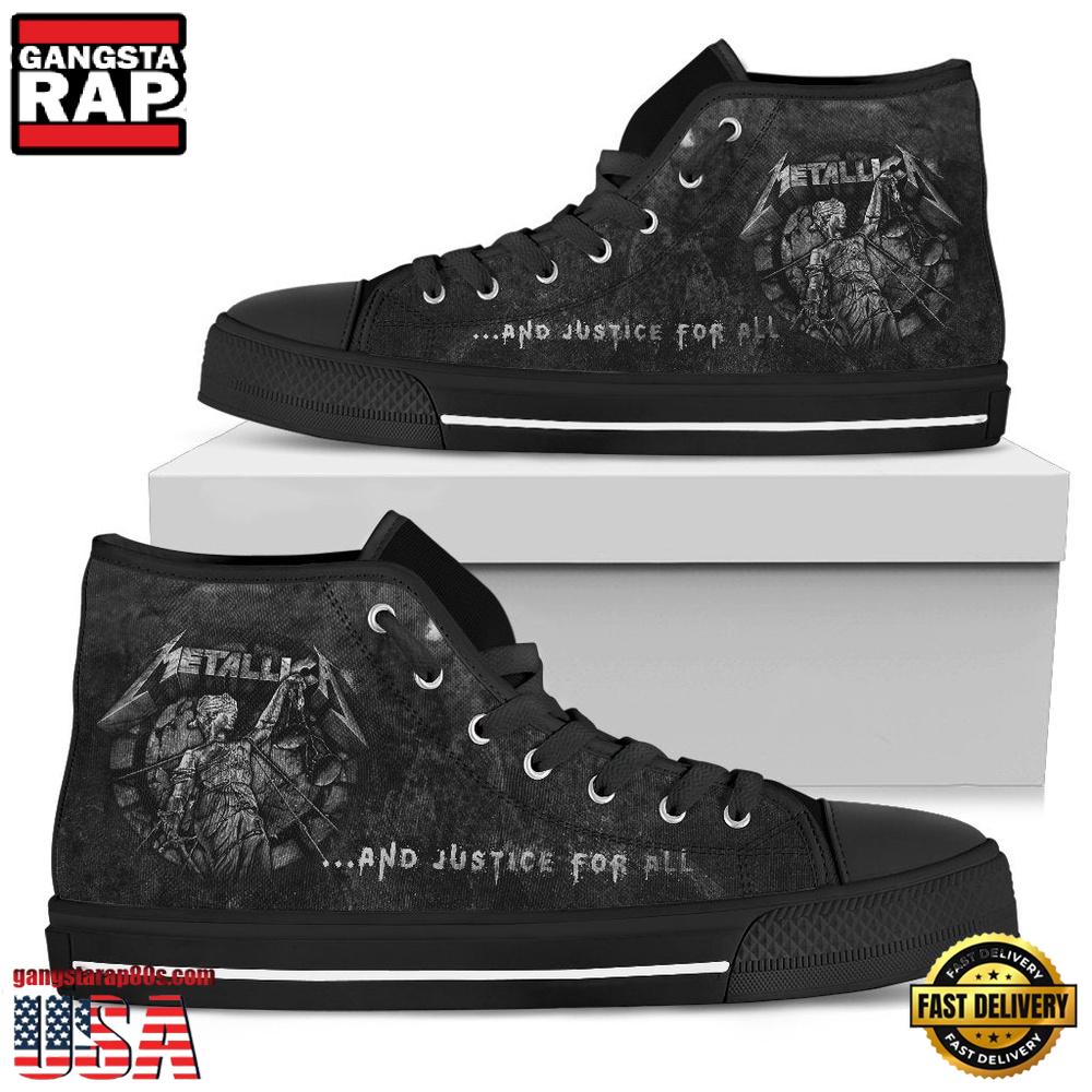 Metallica Music Band And Justice For All Black Color High Top Canvas Sneakers Shoes Metallica Music Band And Justice For All Black Color High Top Canvas Sneakers Shoes