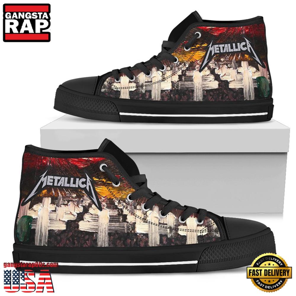 Metallica Music Band Cross Black Color High Top Canvas Sneakers Shoes Metallica Music Band Cross Black Color High Top Canvas Sneakers Shoes