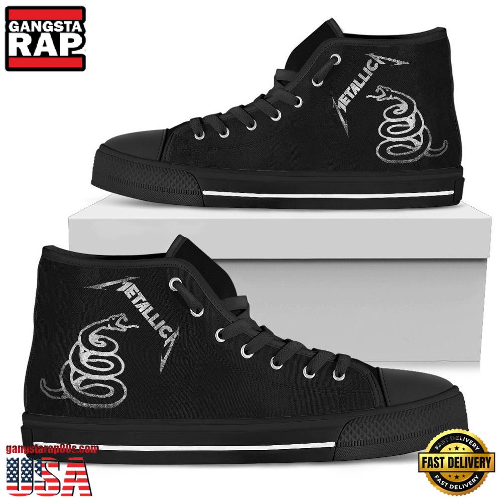Metallica Snake Logo Black Color High Top Canvas Sneakers Shoes Metallica Snake Logo Black Color High Top Canvas Sneakers Shoes
